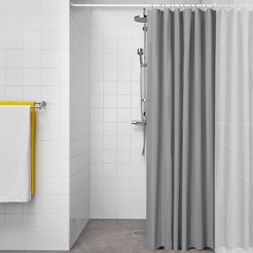 IKEA - LUDDHAGTORN, shower curtain, grey, 180x200 cm