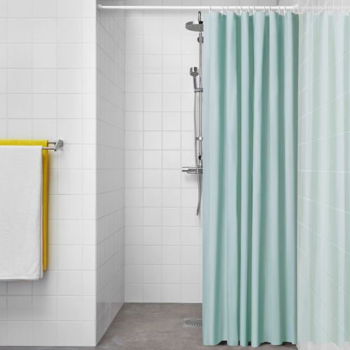 IKEA - LUDDHAGTORN, shower curtain, turquoise, 180x200 cm