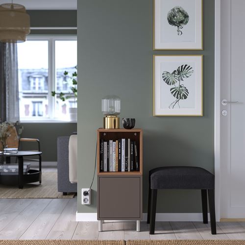 IKEA - EKET, cabinet with doors, dark grey-walnut effect, 35x35x80 cm