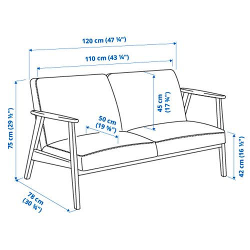 IKEA - EKENASET, 2-seat sofa, kelinge grey/turquoise