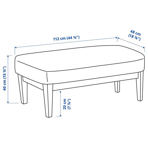 IKEA - EKENASET, bench, kelinge grey/turquoise, 112 cm