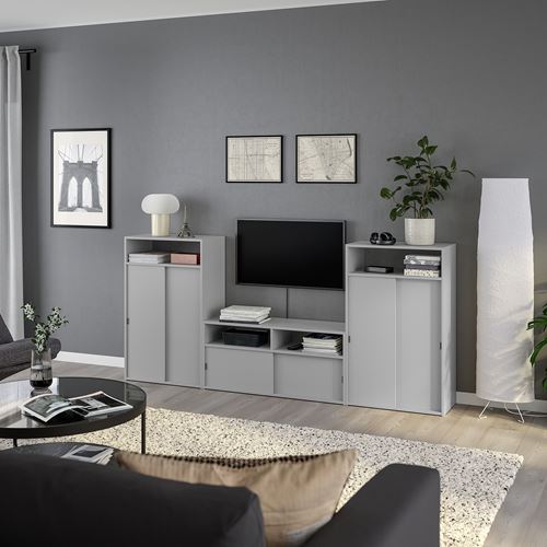 IKEA - SPIKSMED, tv storage unit, grey, 216x32x97 cm