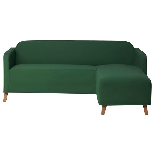 IKEA - LINANAS, 2-seat sofa and chaise lounge protector, vissle dark green