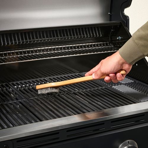 IKEA - GRILLTIDER, barbekü-ızgara temizleme fırçası, paslanmaz çelik-kayın, 42 cm