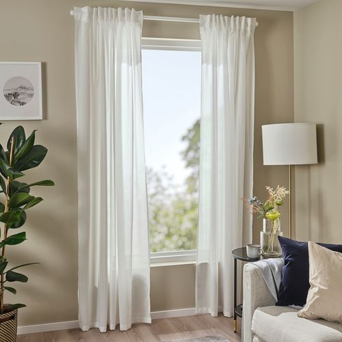 IKEA - ROSENROBINIA, sheer curtains, 1 pair, white, 145x300 cm