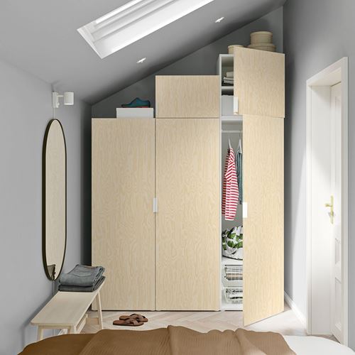 IKEA - PLATSA/KALBADEN, PLATSA wardrobe, white-lively pine effect, 180x57x241 cm
