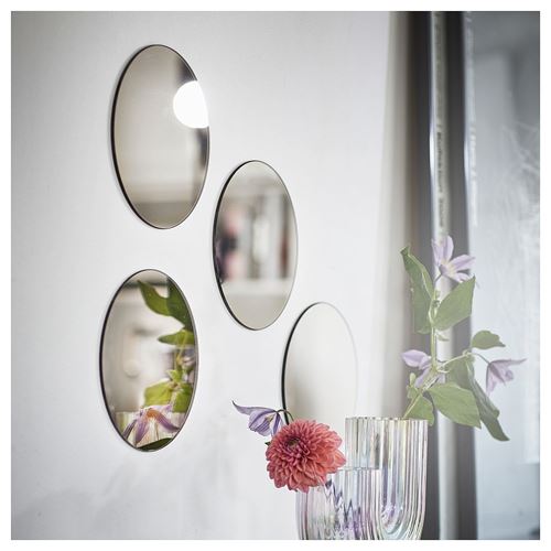 IKEA - FARGEK, round mirror, grey, 20 cm