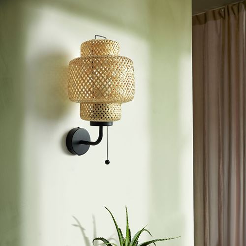 IKEA - SINNERLIG, wall lamp, bamboo, 34 cm