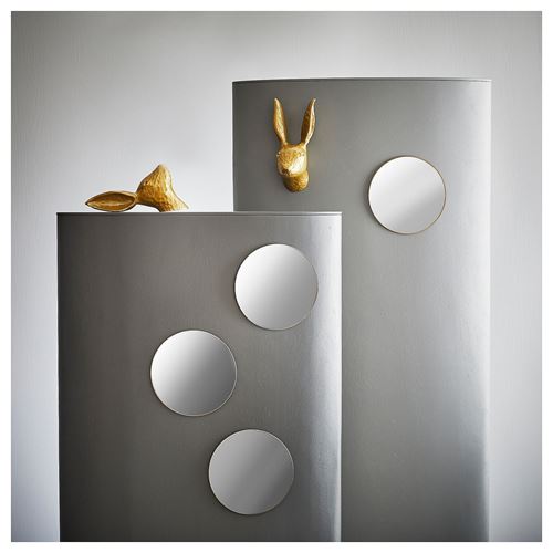 IKEA - FARGEK, round mirror, grey, 20 cm