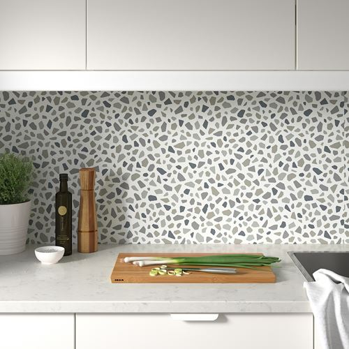 IKEA - LYSEKIL, two-sided wall panel, white marble effect-terrazzo effect, 119,6x55 cm