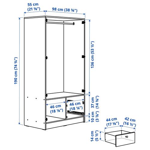 IKEA - VILHATTEN, gardırop, meşe görünümlü