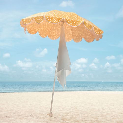 STRANDÖN, parasol, yellow-white, 140 cm