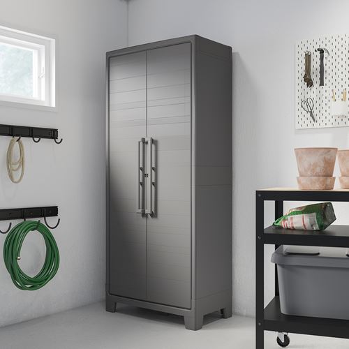 IKEA - RUNMARÖ, cabinet with door, dark grey, 80x44x182 cm