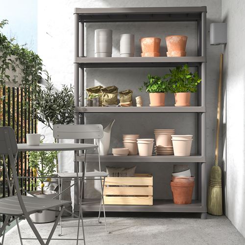 IKEA - RUNMARÖ, outdoor shelving unit, dark grey, 120x40x188 cm