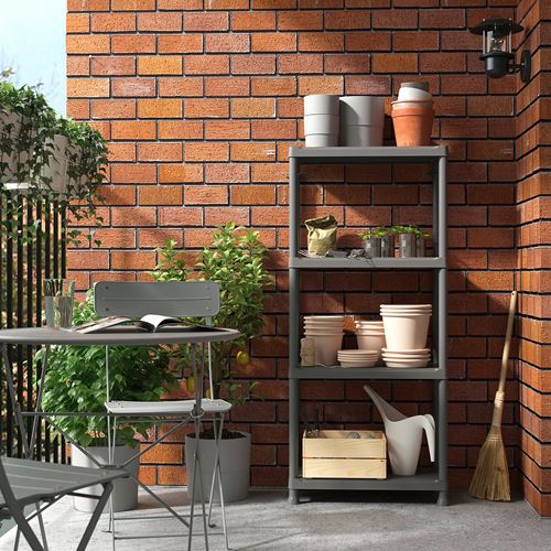 IKEA - RUNMARÖ, outdoor shelving unit, dark grey, 60x30x133 cm