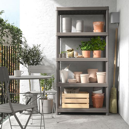 IKEA - RUNMARÖ, outdoor shelving unit, dark grey, 90x40x182 cm