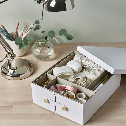 IKEA - SPINNROCK, box with compartments, white, 32x25x10 cm