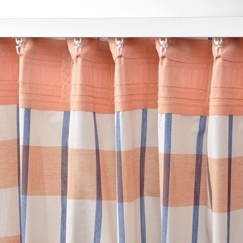 IKEA - GLANSHAGTORN, sheer curtains, orange white-blue, 300x300 cm