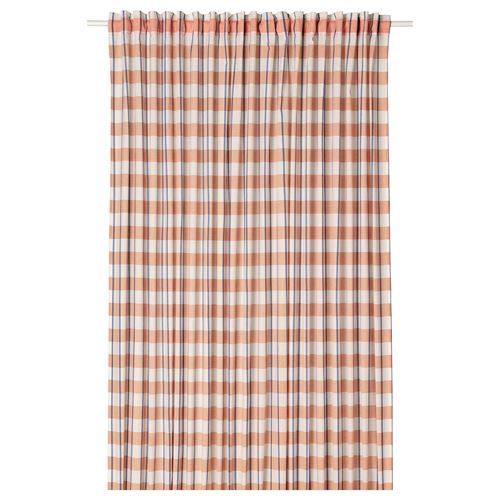 IKEA - GLANSHAGTORN, sheer curtains, orange white-blue, 300x300 cm