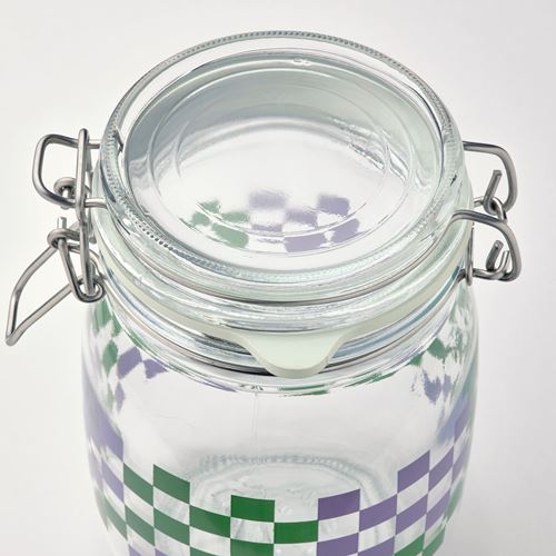 IKEA - KORKEN, glass jar with lid, glass-green-lilac, 1 l