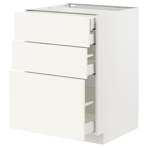 IKEA - METOD/MAXIMERA, base cabinet with drawers, VALLSTENA white, 60x60 cm