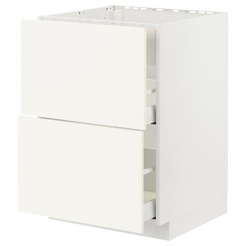 IKEA - METOD/MAXIMERA, cabinet for hob, VALLSTENA white, 60x60 cm