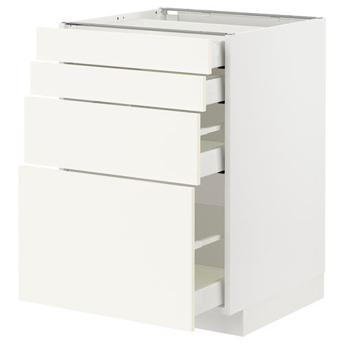 IKEA - METOD/MAXIMERA, base cabinet with drawers, VALLSTENA white, 60x60 cm