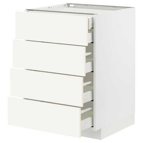 IKEA - METOD/MAXIMERA, base cabinet with drawers, VALLSTENA white, 60x60 cm