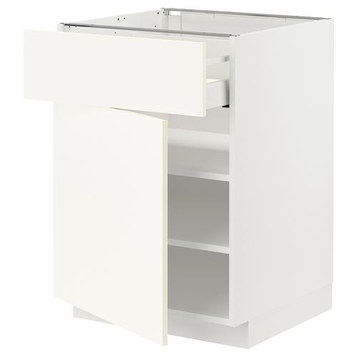 IKEA - METOD/MAXIMERA, base cabinet with drawer and door, VALLSTENA white, 60x60 cm