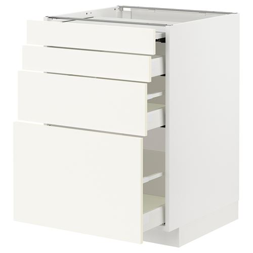 with 3 drawers, 4 drawer fronts and pull-out work surface