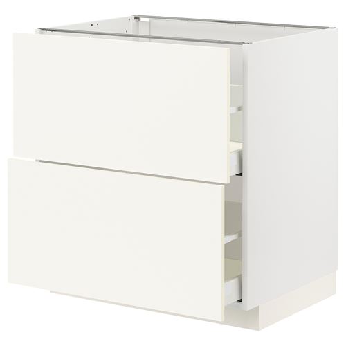 IKEA - METOD/MAXIMERA, base cabinet with drawers, VALLSTENA white, 80x60 cm