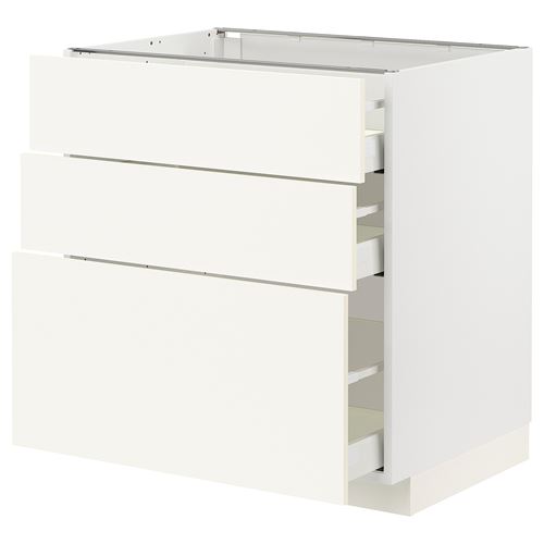 IKEA - METOD/MAXIMERA, base cabinet with drawers, VALLSTENA white, 80x60 cm