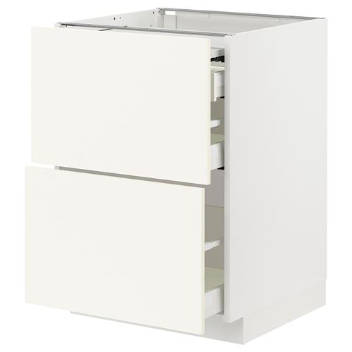 IKEA - METOD/MAXIMERA, base cabinet with drawers, VALLSTENA white, 60x60 cm