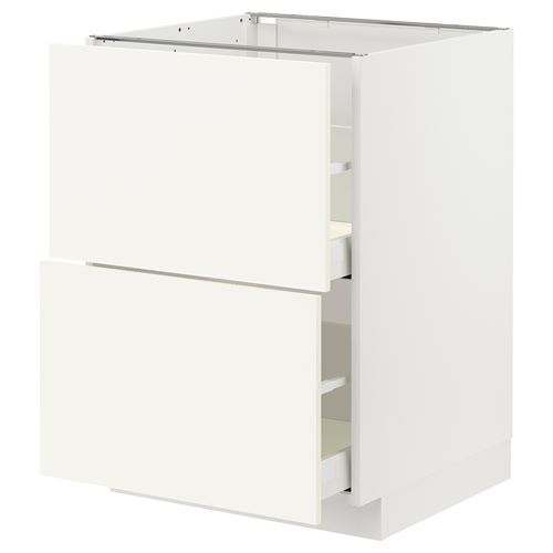 IKEA - METOD/MAXIMERA, base cabinet with drawers, VALLSTENA white, 60x60 cm