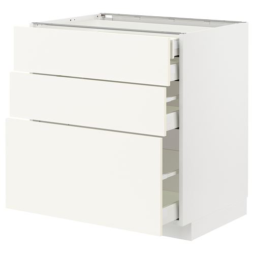 IKEA - METOD/MAXIMERA, base cabinet with drawers, VALLSTENA white, 80x60 cm