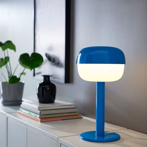 IKEA - BLASVERK, table lamp, blue, 36 cm