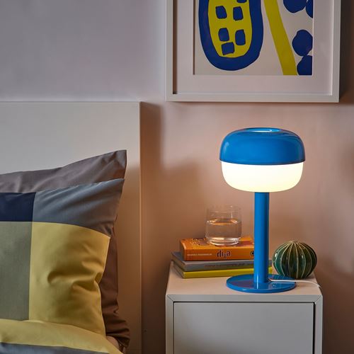 IKEA - BLASVERK, table lamp, blue, 36 cm