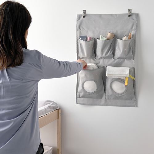 IKEA - LEN, hanging organizer, dotted-light gray, 45x64 cm