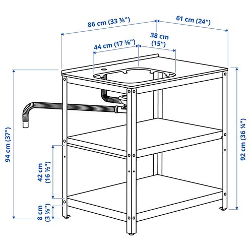 IKEA - GRILLSKAR, dış mekan lavabo ünitesi, paslanmaz çelik-siyah, 86x61 cm