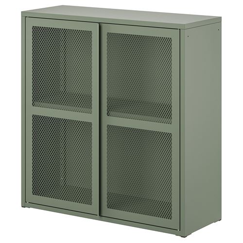 IKEA - IVAR, cabinet with door, grey-green, 80x83 cm