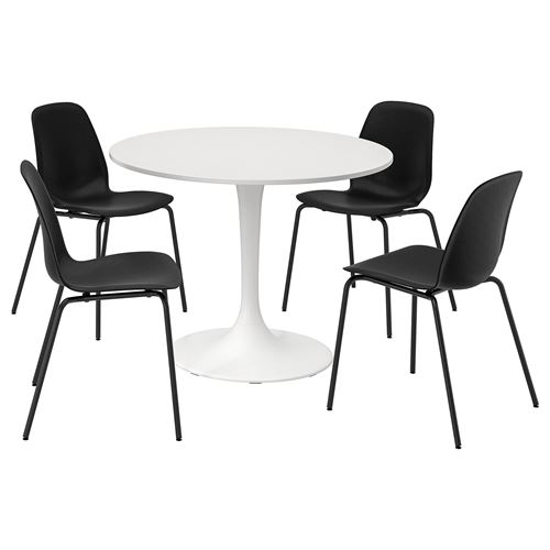 IKEA - DOCKSTA/LIDAS, kitchen table set, white/black, 4 chairs