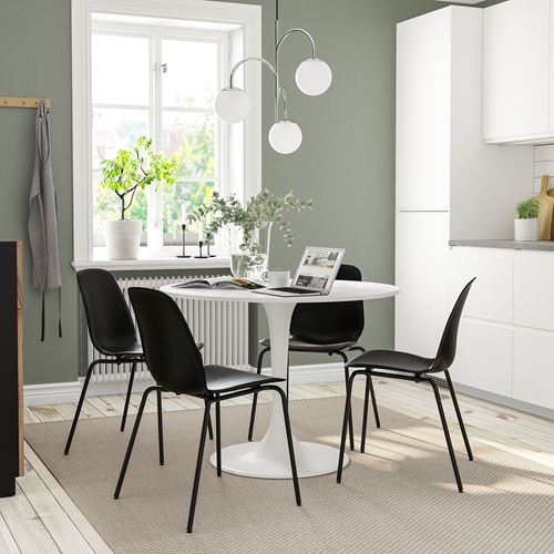 IKEA - DOCKSTA/LIDAS, kitchen table set, white/black, 4 chairs