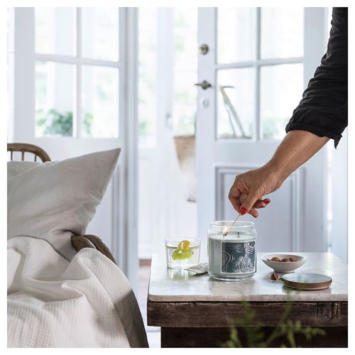 IKEA - BUKETTAPEL, scented candle in glass, pale green, 70 hr