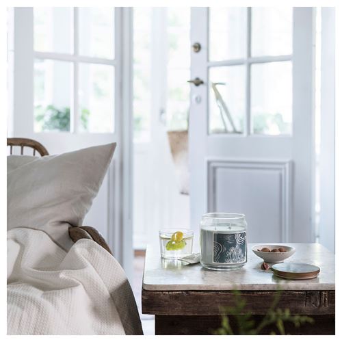IKEA - BUKETTAPEL, scented candle in glass, pale green, 70 hr