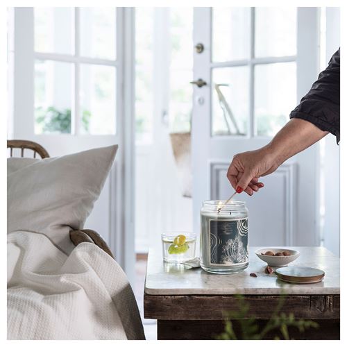 IKEA - BUKETTAPEL, scented candle in glass, pale green, 100 hr