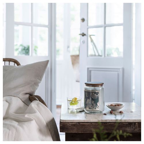 IKEA - BUKETTAPEL, scented candle in glass, pale green, 100 hr