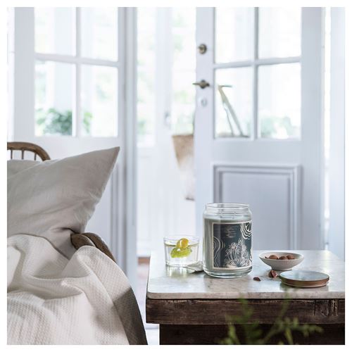 IKEA - BUKETTAPEL, scented candle in glass, pale green, 100 hr