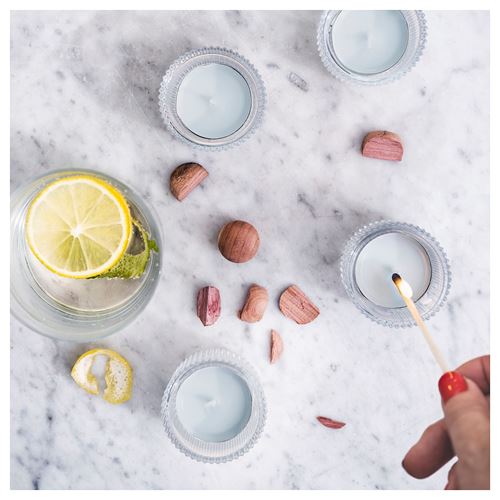 IKEA - BUKETTAPEL, kokulu tealight mum, soluk yeşil, 3.5 saat