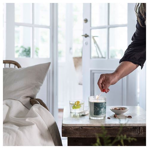IKEA - BUKETTAPEL, cam kapta kokulu mum, soluk yeşil, 45 saat