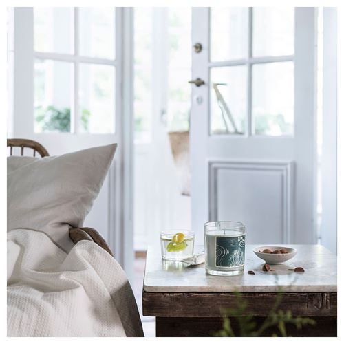 IKEA - BUKETTAPEL, cam kapta kokulu mum, soluk yeşil, 45 saat